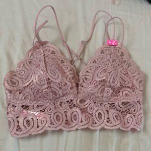 💖 Victoria's Secret SPARKLY Crochet Bralette Medium - Pink or White
